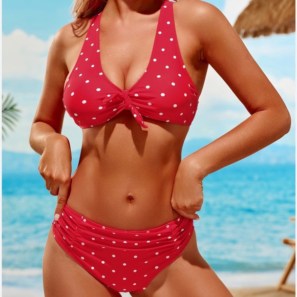 Cupshe Other - Cupshe Red and White Polka Dot Bikini Size Small